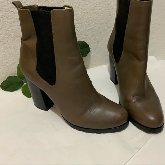 Coach Odelle Taupe Leather Slip On Block Heel Chelsea Ankle Boots Women's 9 B - Picture 5 of 14